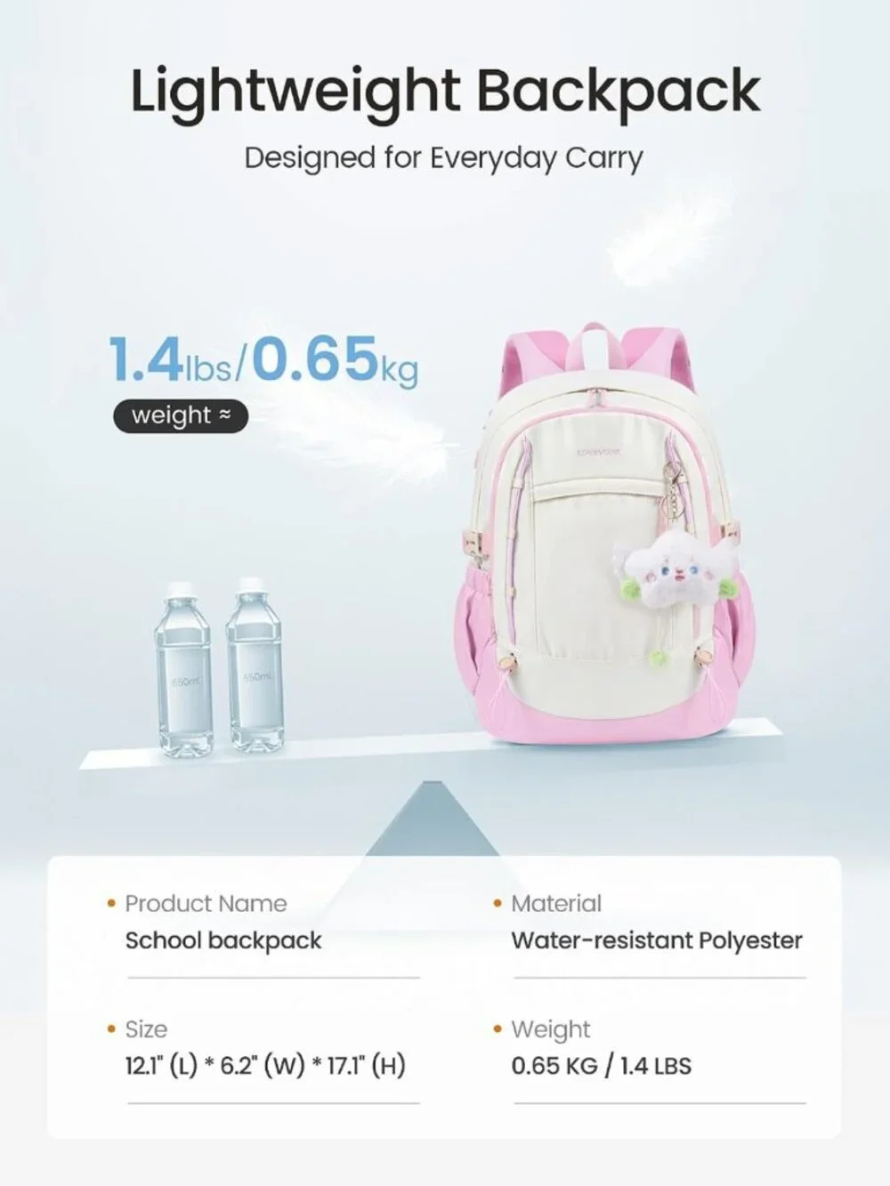 Cute Teen Girl School Backpack, Stylish Bookbag for Students, Durable & Trendy